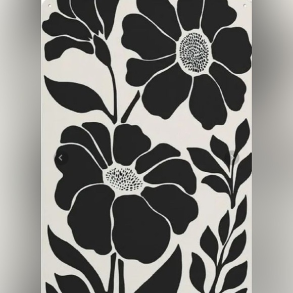Other - Black and White Floral Wall Art Print